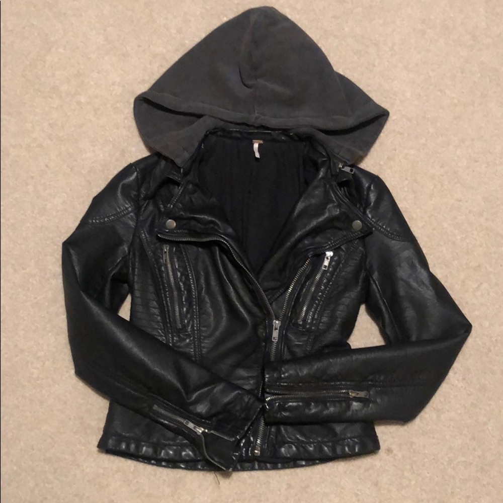 Free People Black Faux Leather Jacket